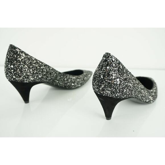 Saint Laurent Charlotte 55MM Super Black Glitter Pointy Toe Pumps - Picture 9 of 12